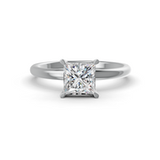 Princess Cut Real Moissanite 4 Prong Solitaire Ring 14K Gold Plated